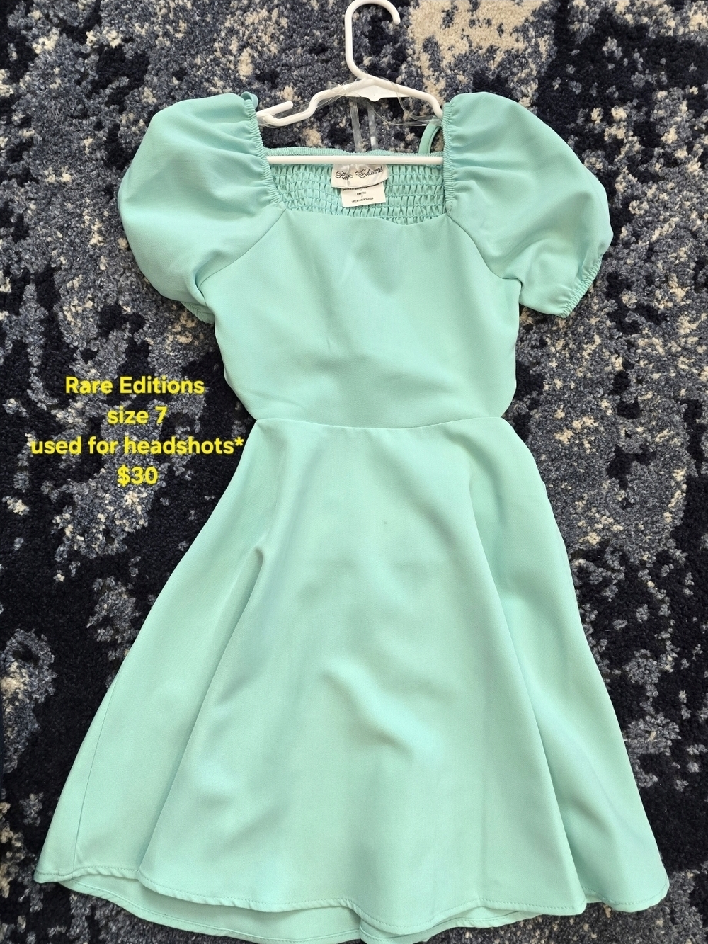 Rare Editions Mint Green Puff-Sleeve Skater Dress